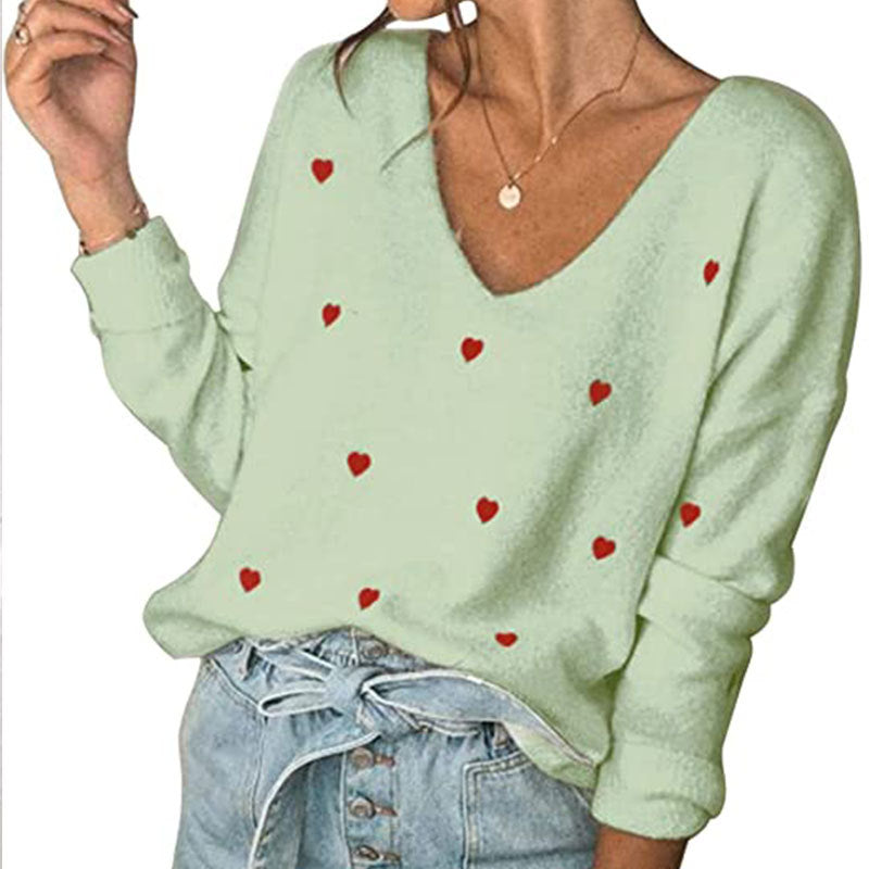 Bellevoga Love Polka Dot V-Neck Sweater