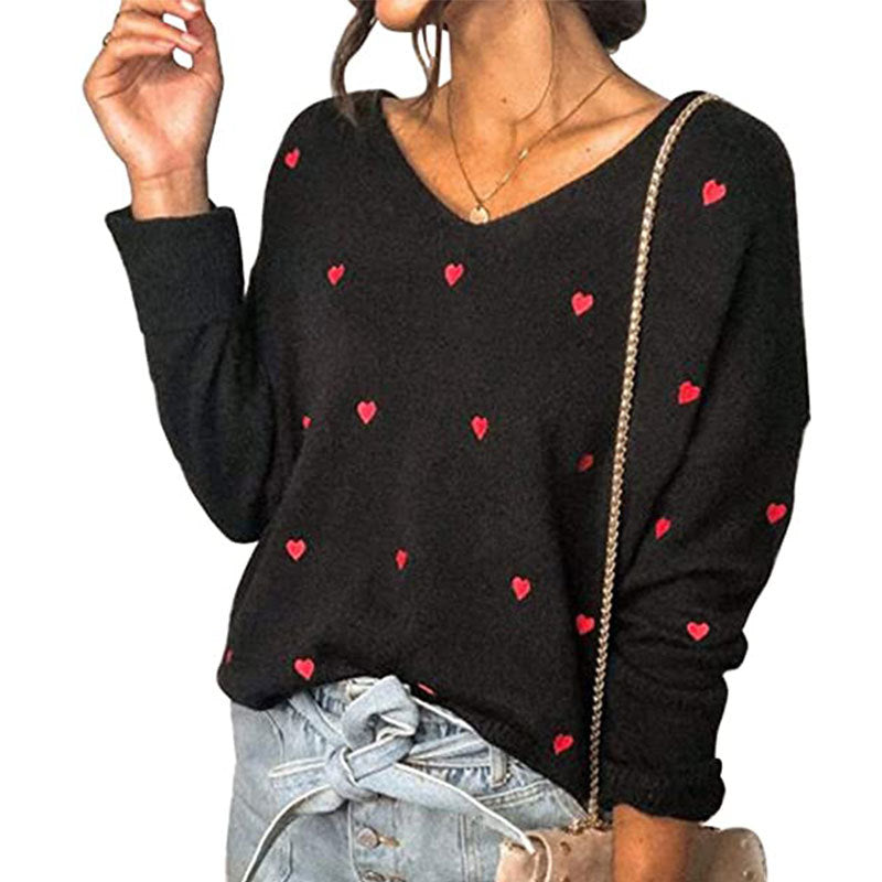 Bellevoga Love Polka Dot V-Neck Sweater