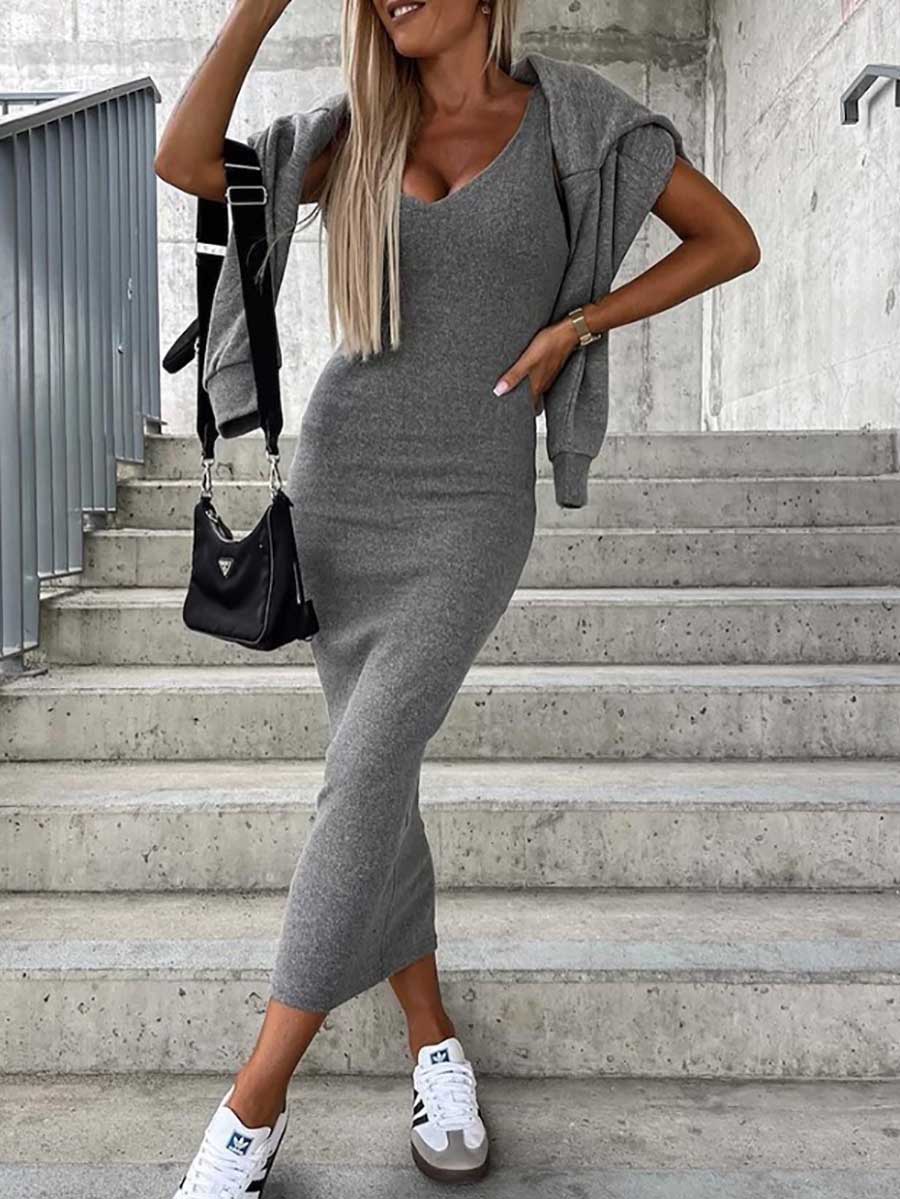 Bellevoga Sweatshirt Slim Dress 2-Piece Set