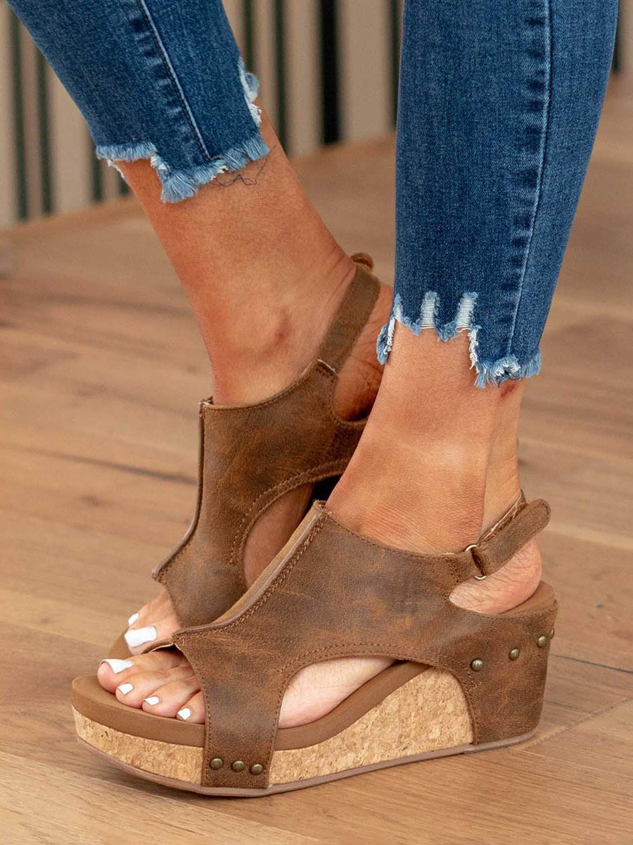 Bellevoga Mid Heel Wedge Sandals