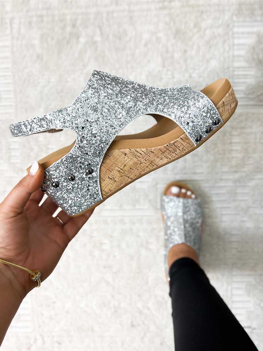 Bellevoga Mid Heel Glitter Sandals