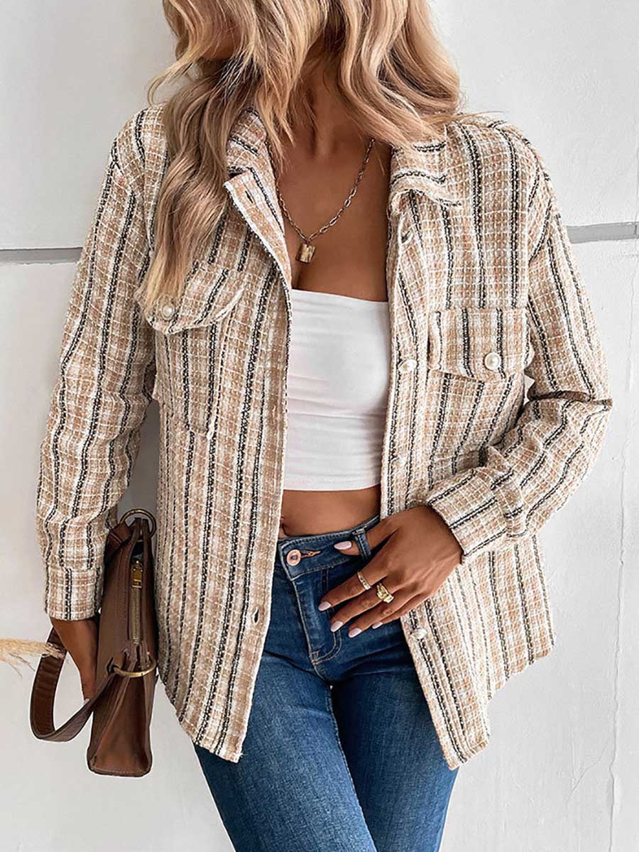 Bellevoga Designer Jacket Vintage Cross Border Plaid Cardigan