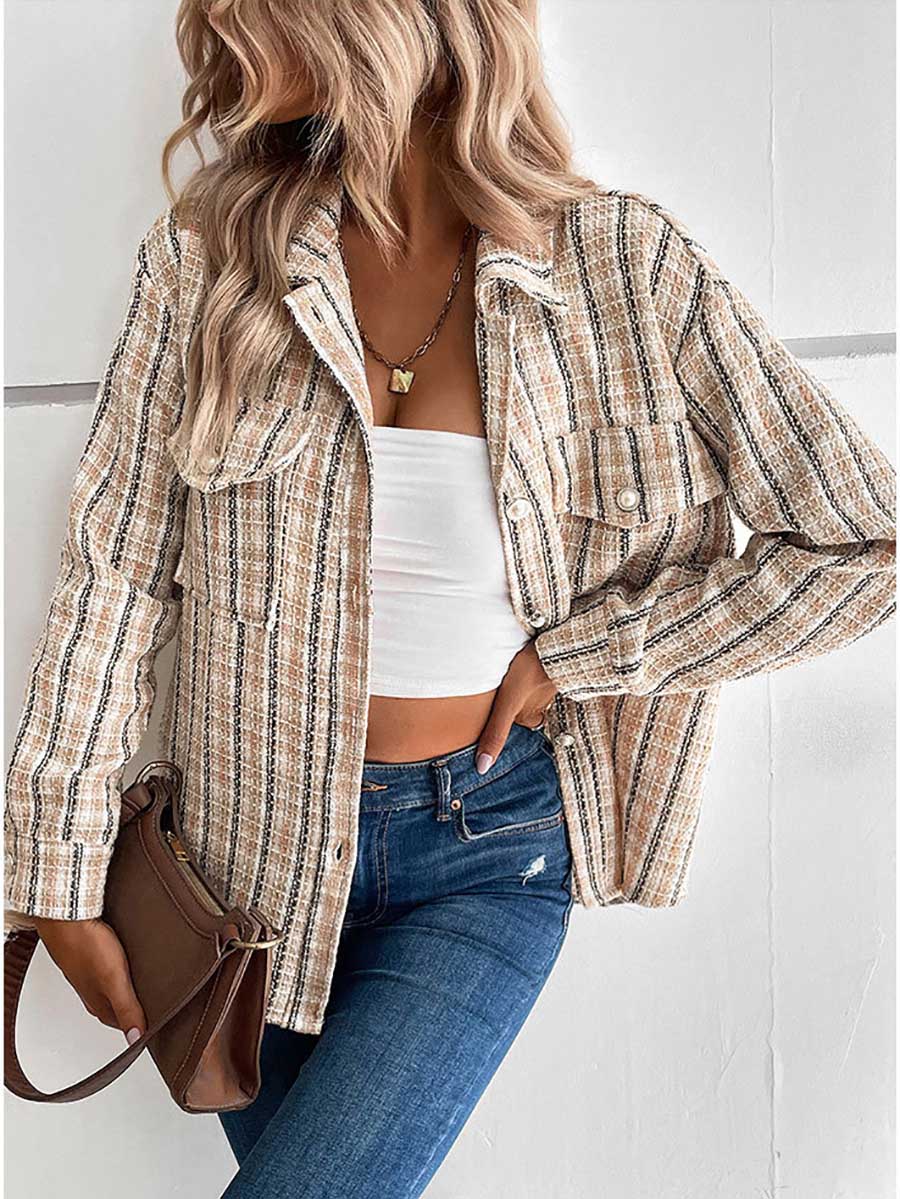 Bellevoga Designer Jacket Vintage Cross Border Plaid Cardigan