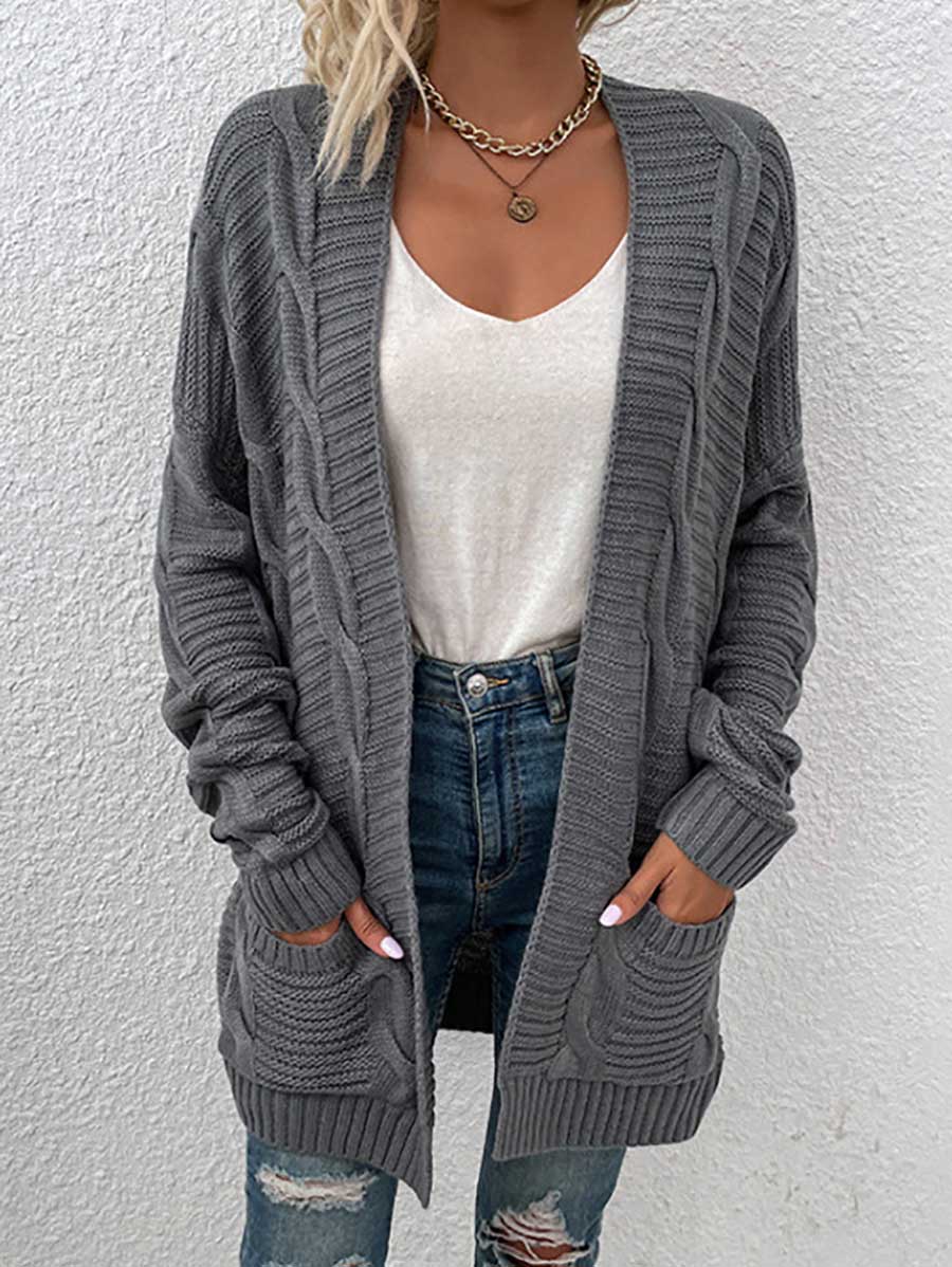 Bellevoga Long Knit Twist Cardigan Sweater