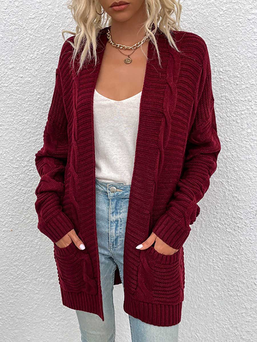 Bellevoga Long Knit Twist Cardigan Sweater