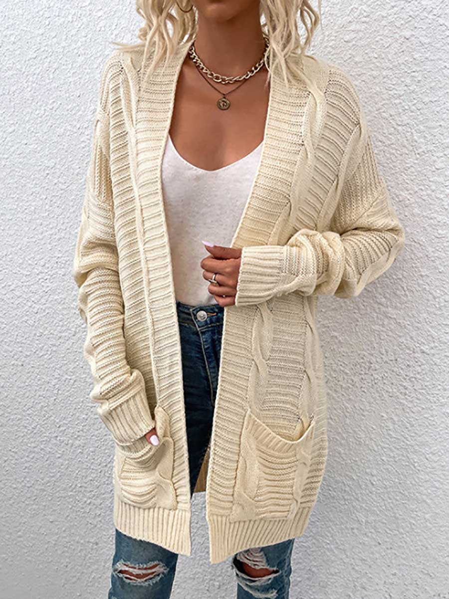 Bellevoga Long Knit Twist Cardigan Sweater