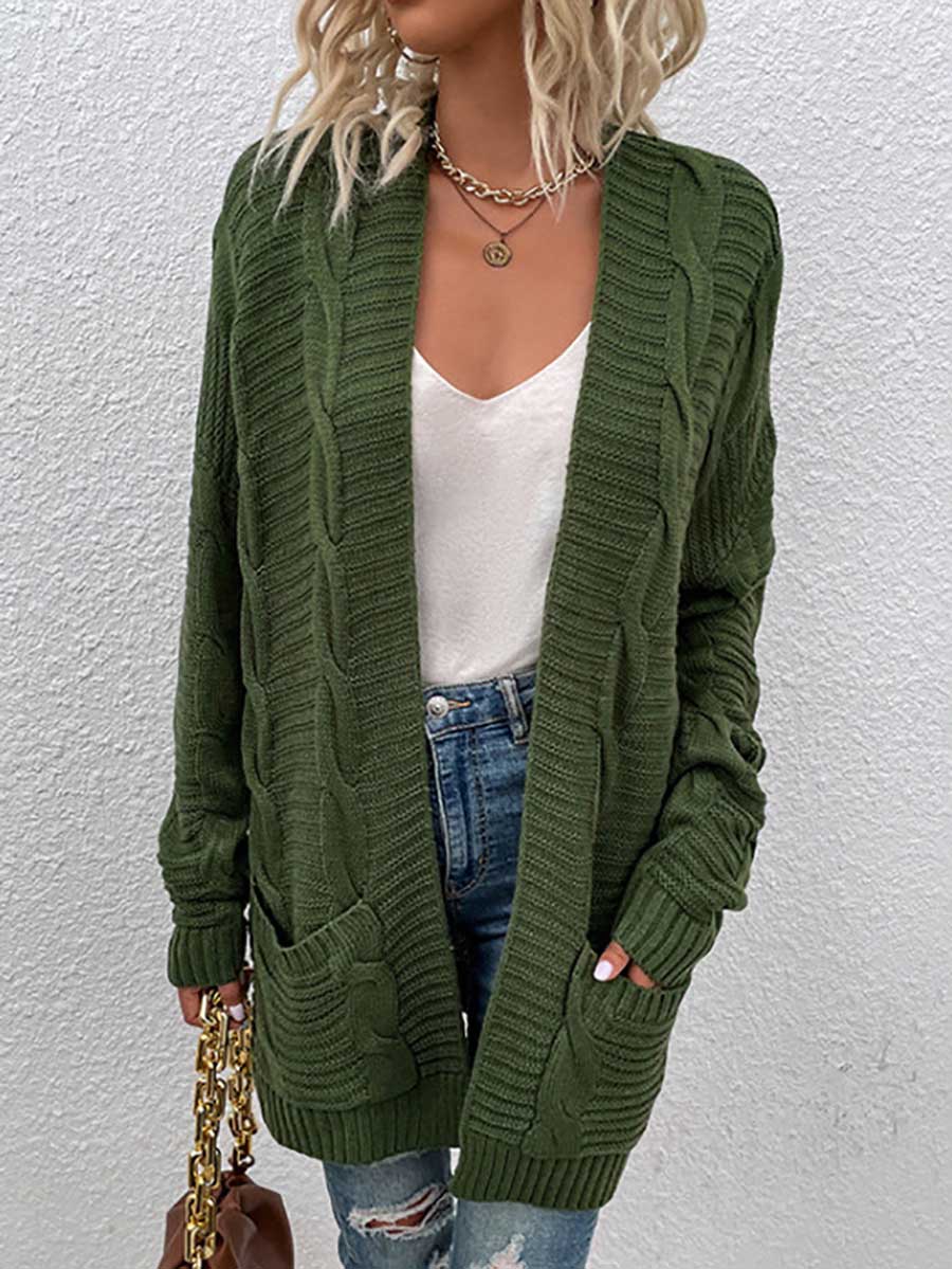 Bellevoga Long Knit Twist Cardigan Sweater