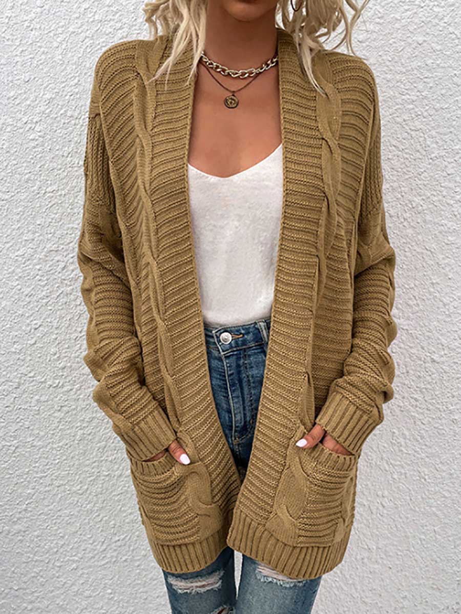 Bellevoga Long Knit Twist Cardigan Sweater