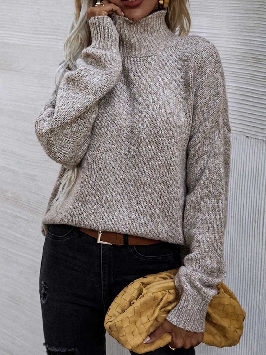 Bellevoga Loose Round Neck Pullover Twist Sweater