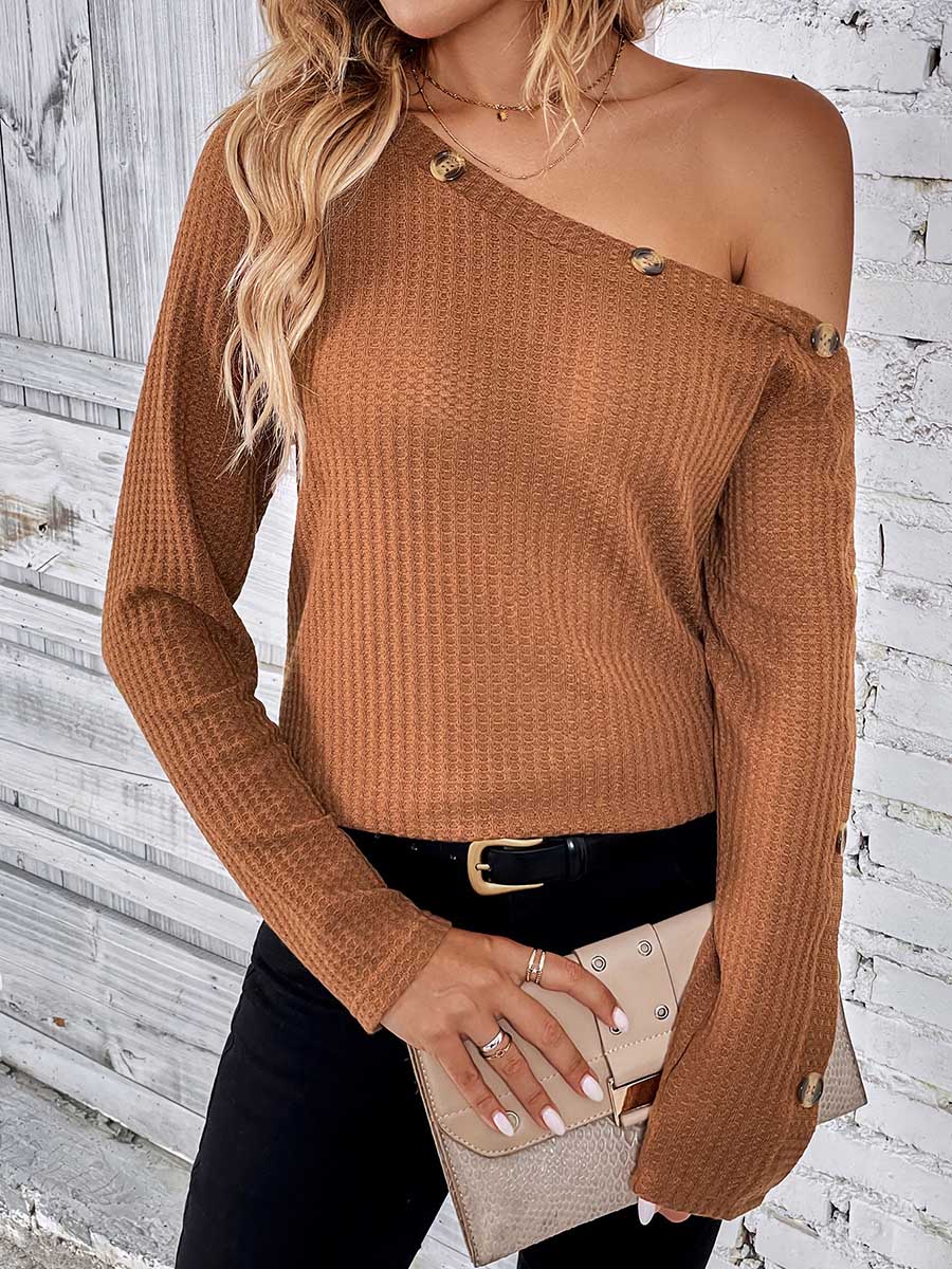 Bellevoga Long Sleeve Knit Slim Strapless Top