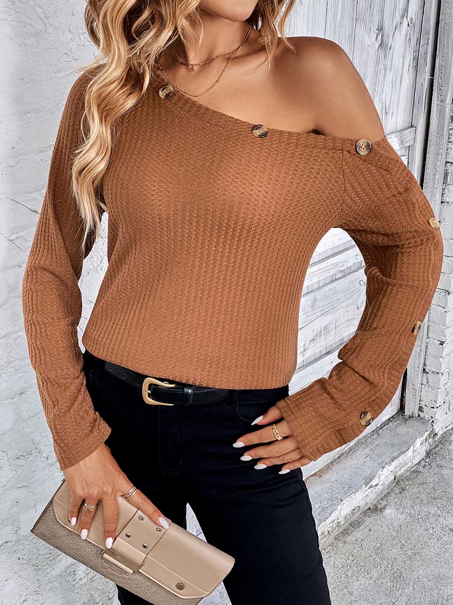 Bellevoga Long Sleeve Knit Slim Strapless Top