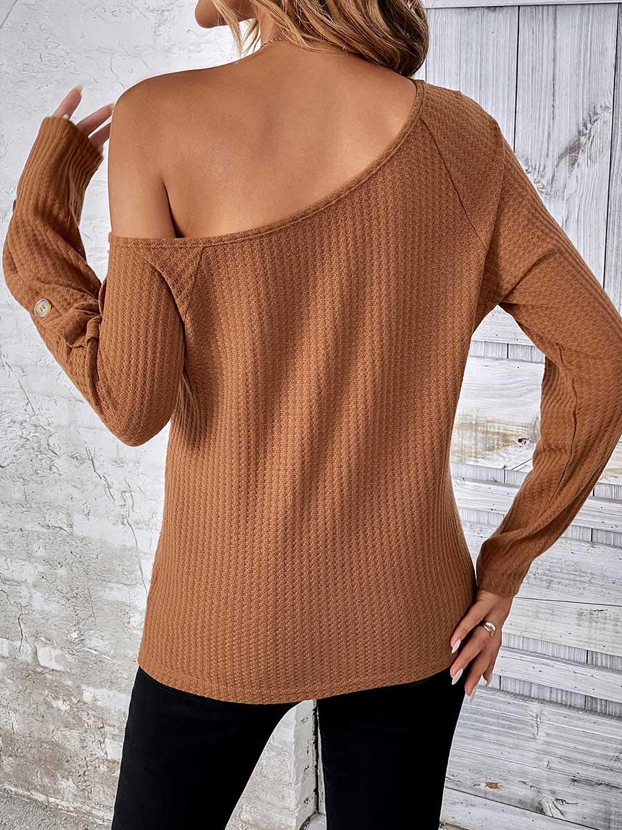 Bellevoga Long Sleeve Knit Slim Strapless Top