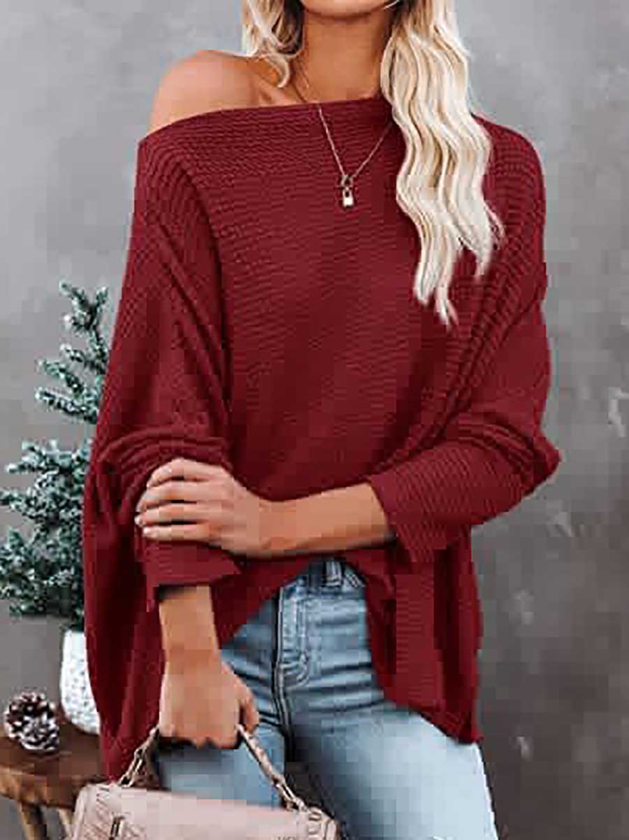 Bellevoga Knitted waffle slouchy top