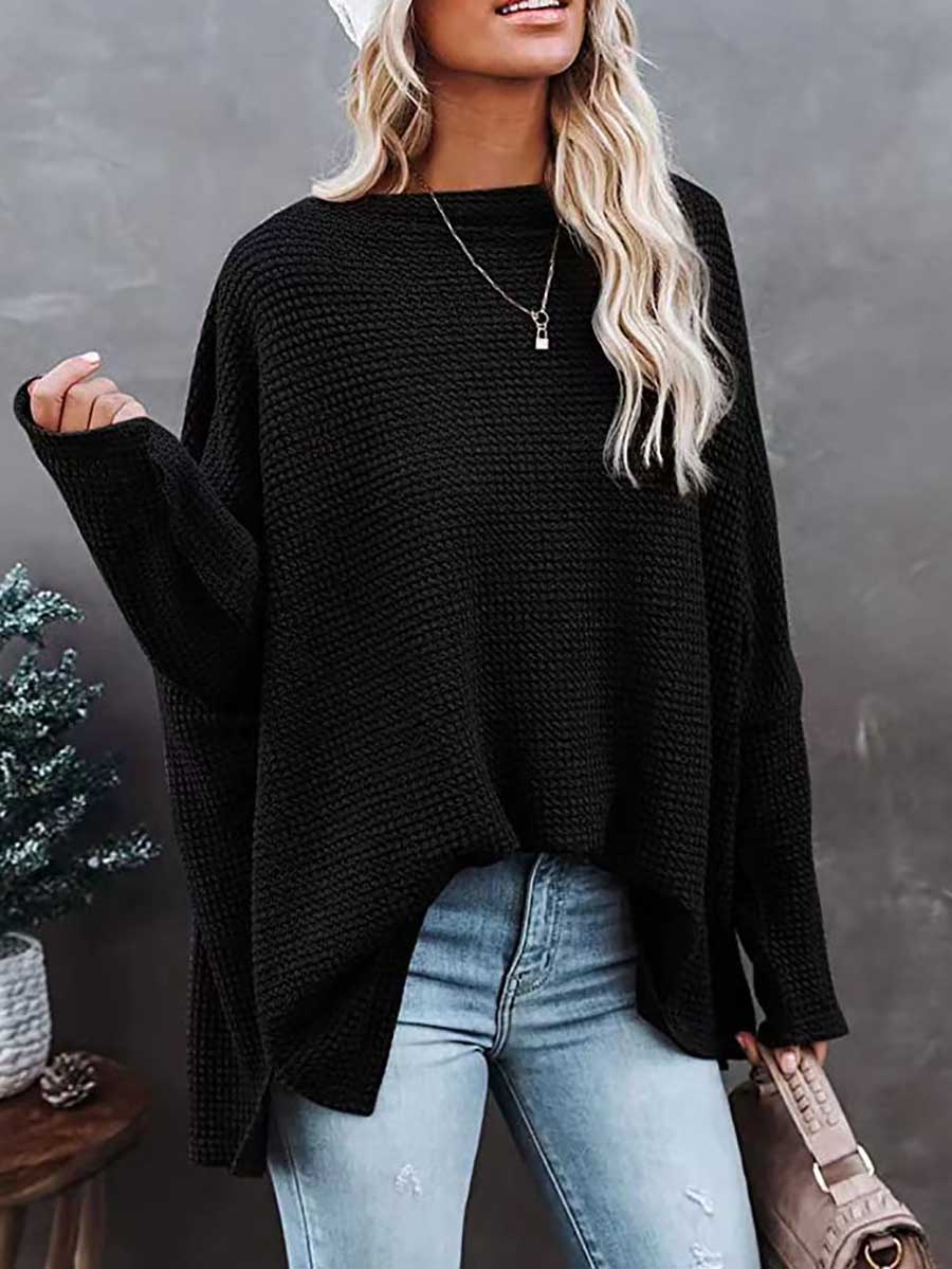 Bellevoga Knitted waffle slouchy top