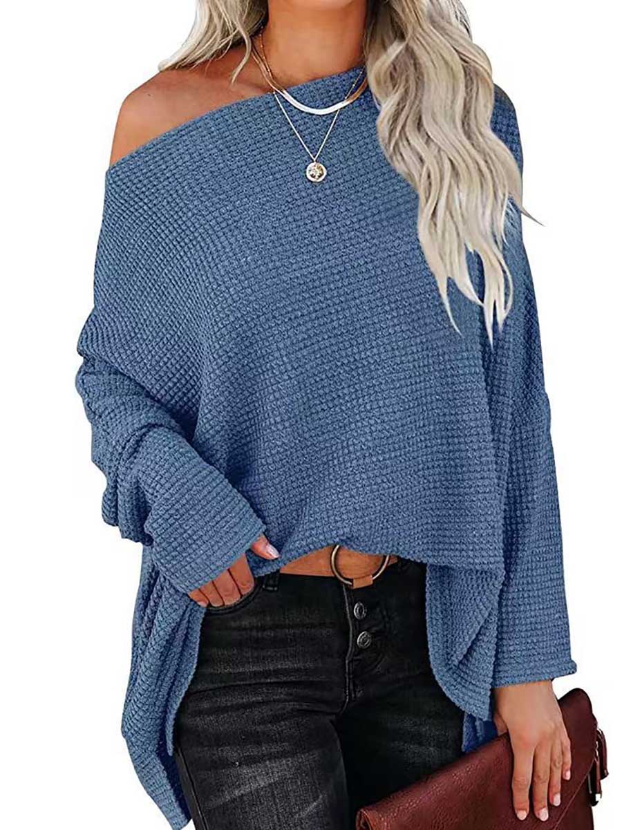 Bellevoga Knitted waffle slouchy top