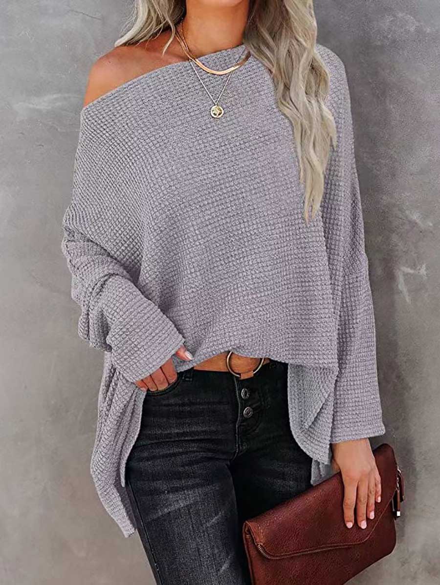 Bellevoga Knitted waffle slouchy top