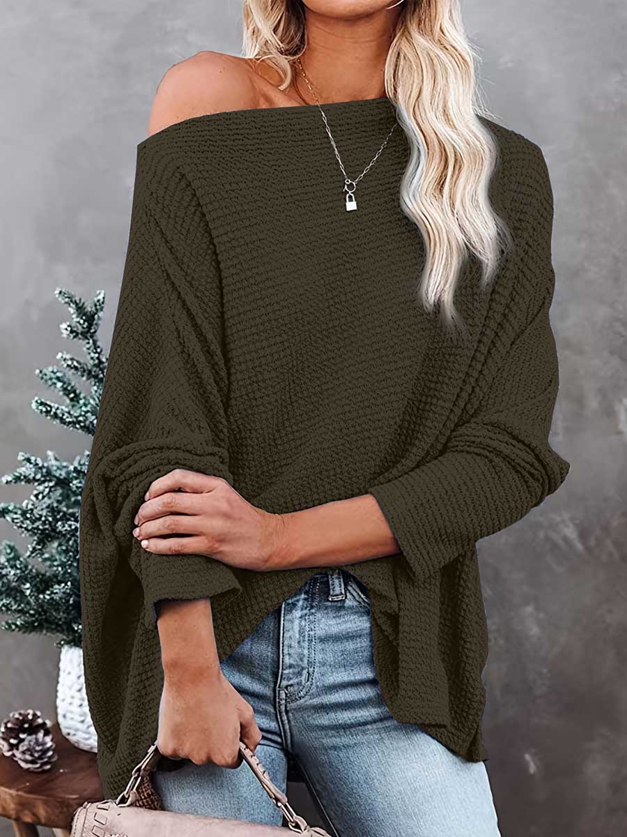 Bellevoga Knitted waffle slouchy top