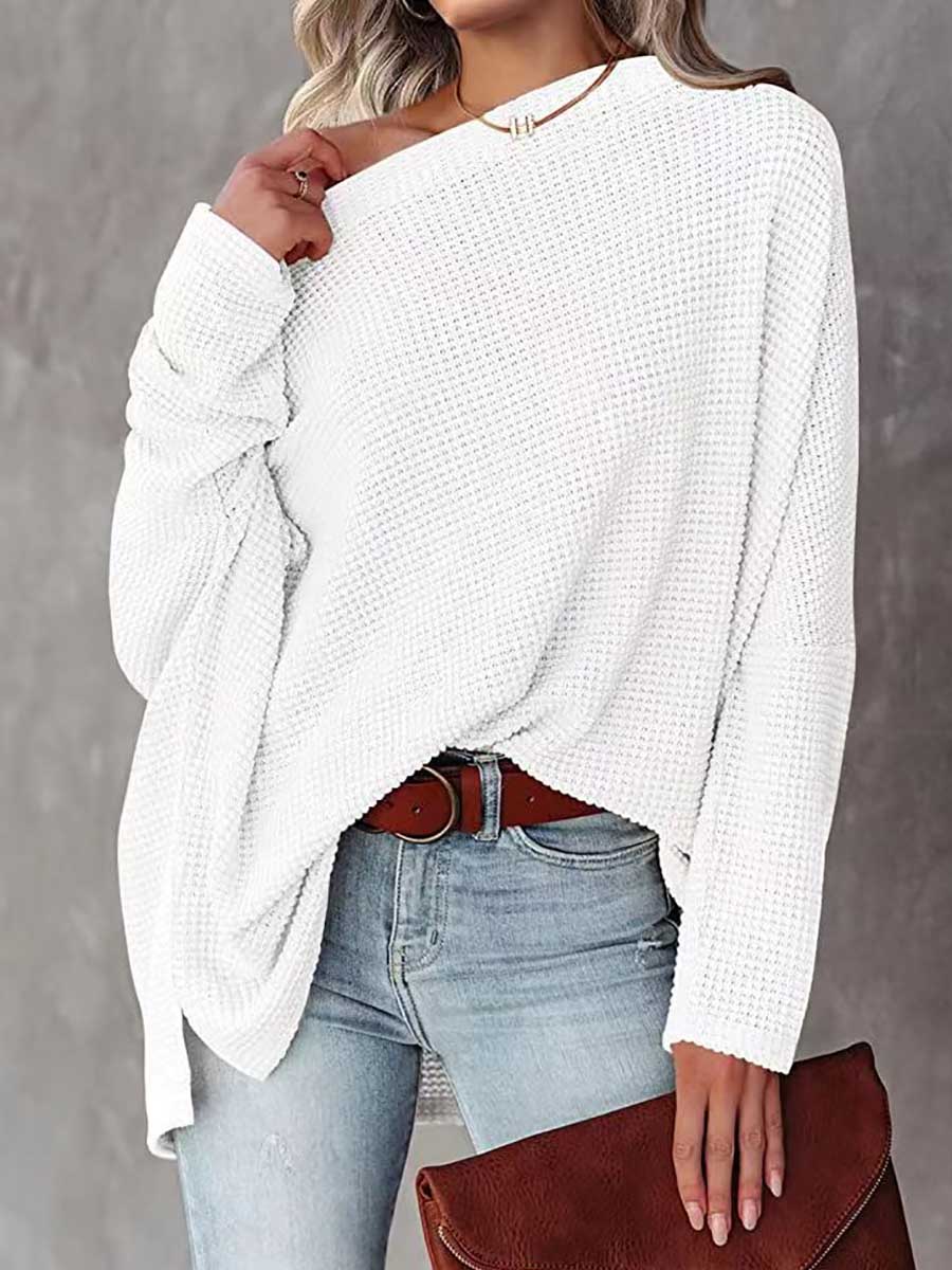 Bellevoga Knitted waffle slouchy top