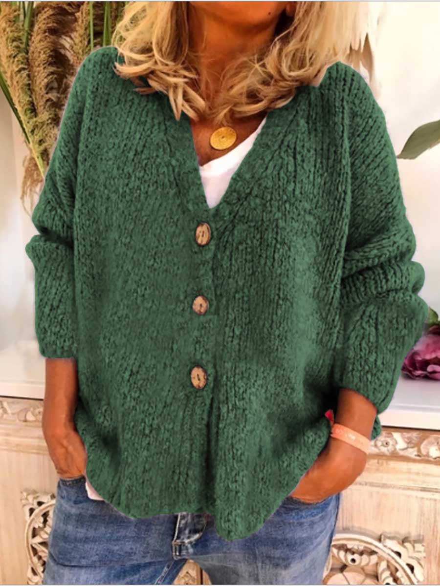 Bellevoga Solid Color Loose Knit Sweater