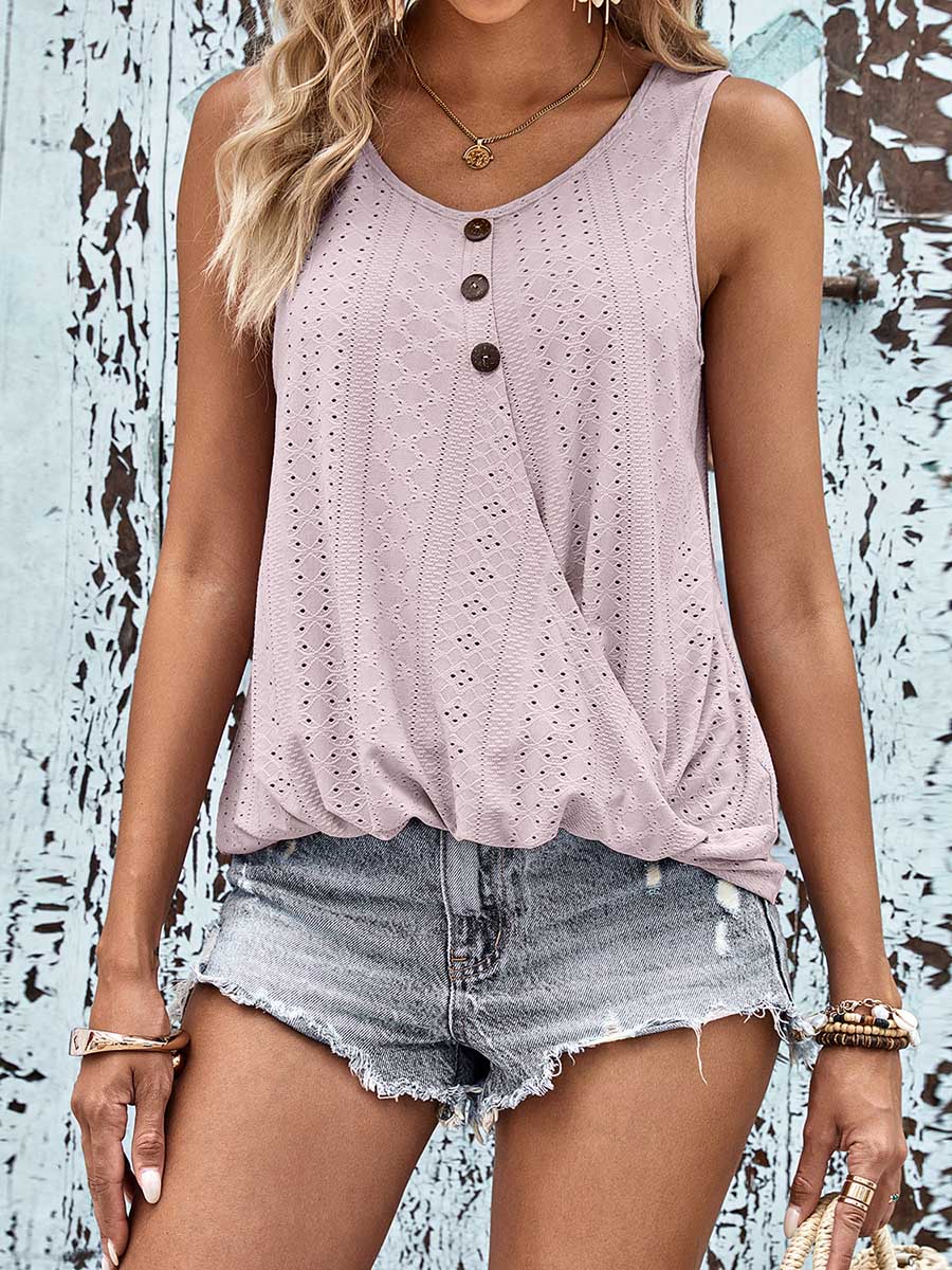 Bellevoga V-neck Cutout Jacquard Vest Top