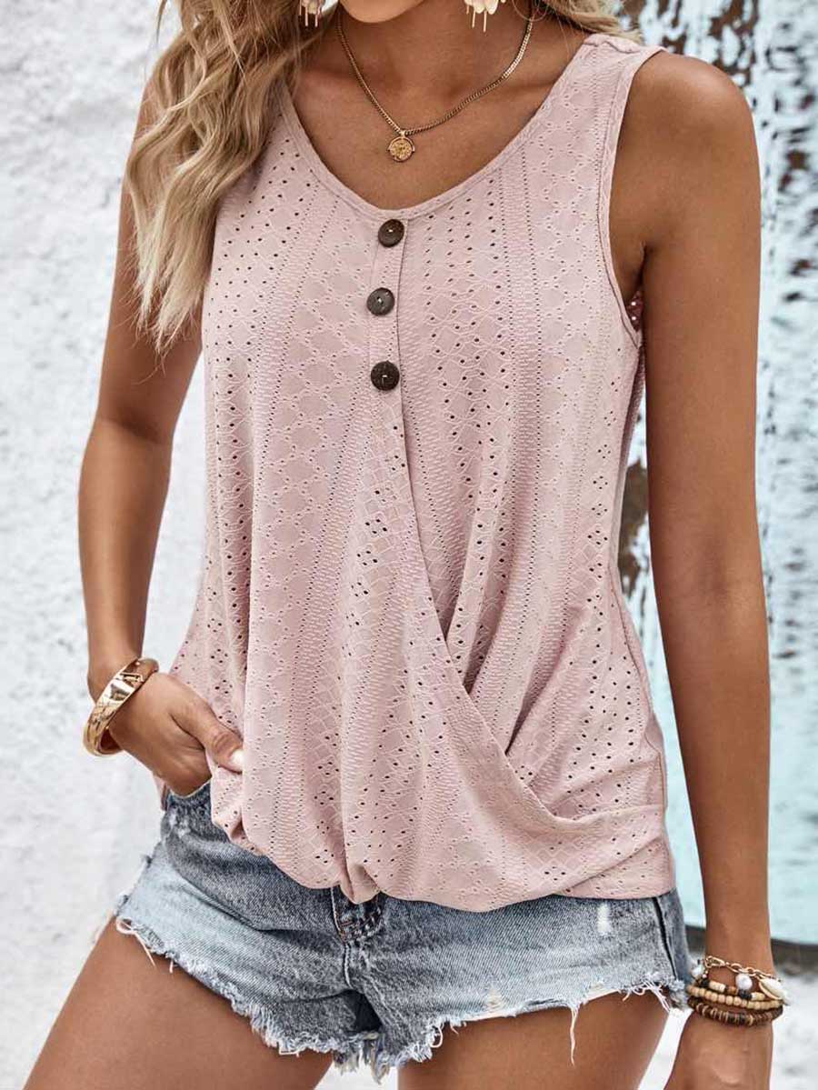 Bellevoga V-neck Cutout Jacquard Vest Top