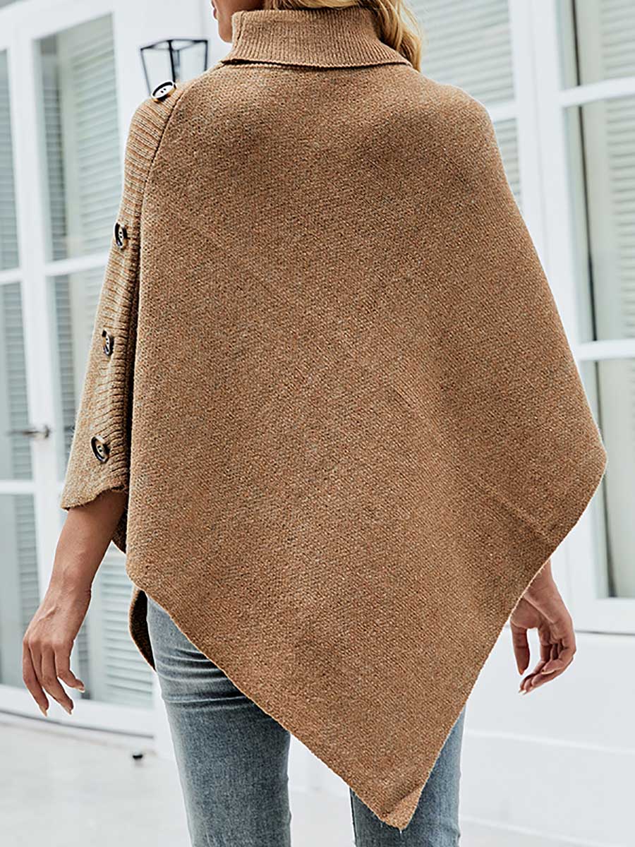 Bellevoga Shawl cape turtleneck sweater