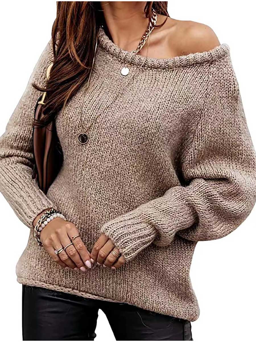 Bellevoga Strapless Sexy Crew Neck Sweater