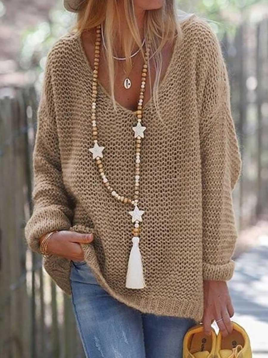 Bellevoga V-neck Long Sleeve Knit Sweater