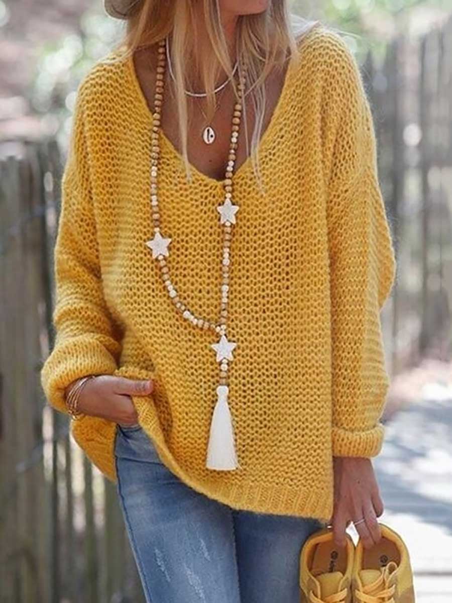 Bellevoga V-neck Long Sleeve Knit Sweater