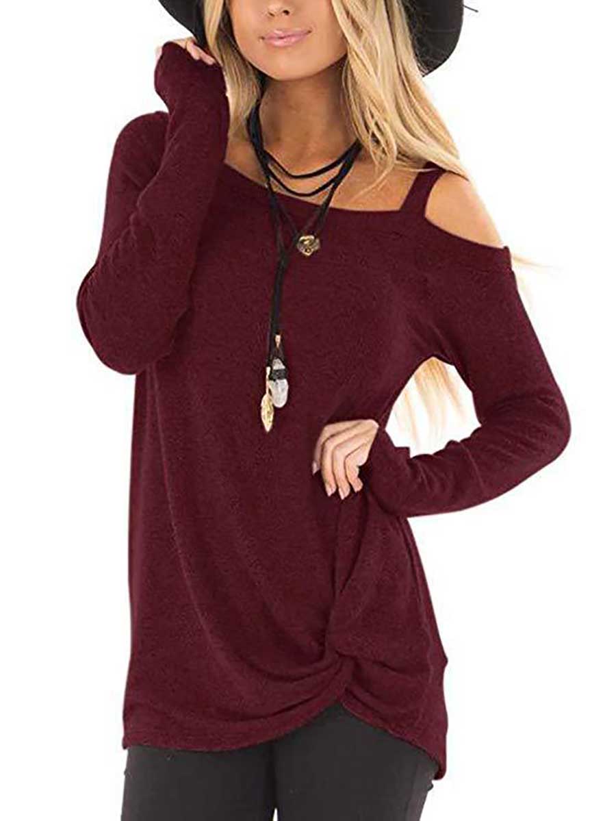 Bellevoga Long Sleeve Knotted Sweatshirt T-Shirt