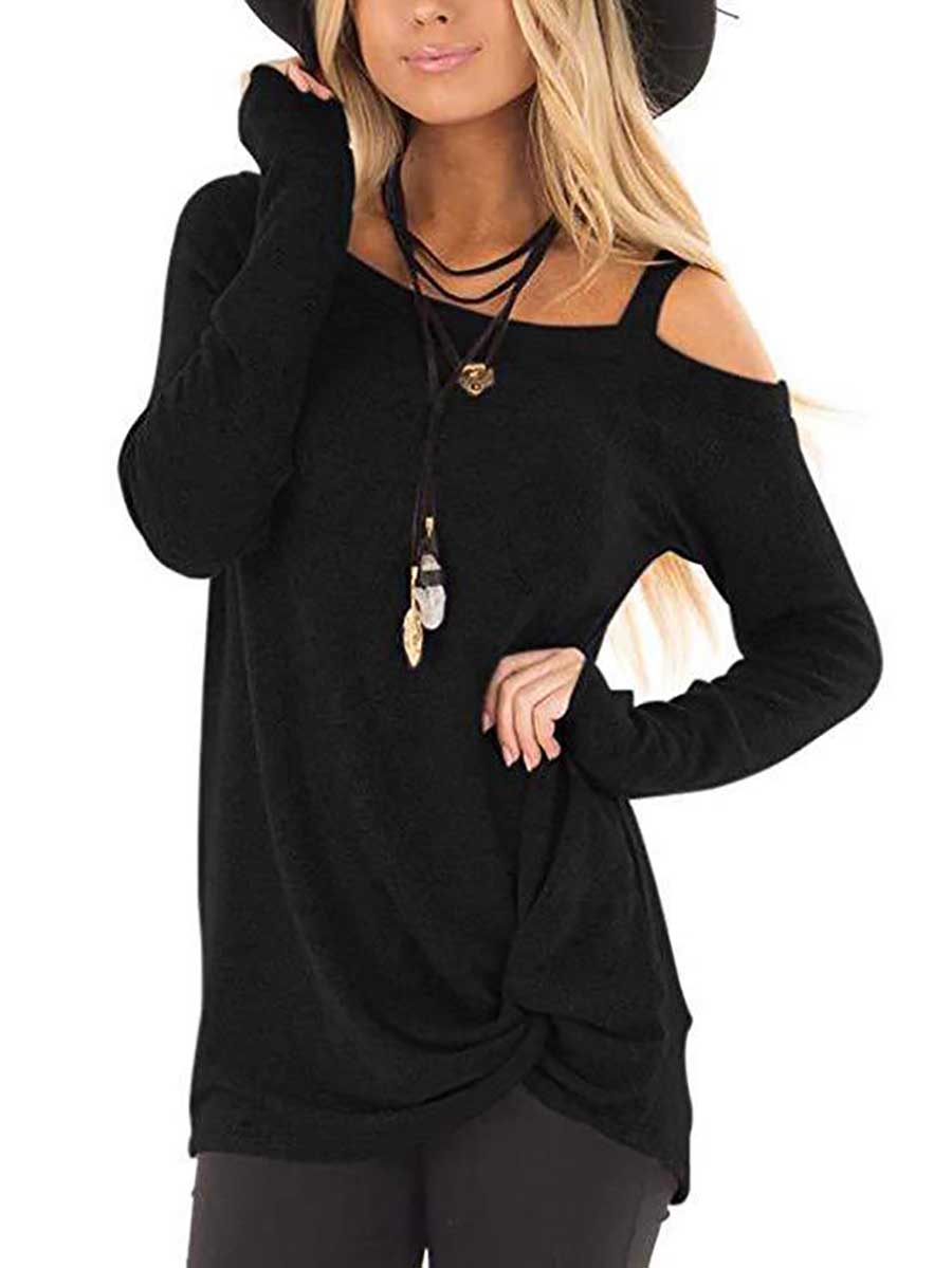 Bellevoga Long Sleeve Knotted Sweatshirt T-Shirt