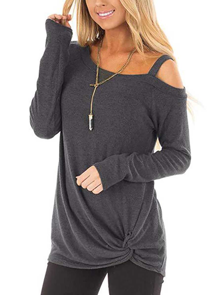 Bellevoga Long Sleeve Knotted Sweatshirt T-Shirt