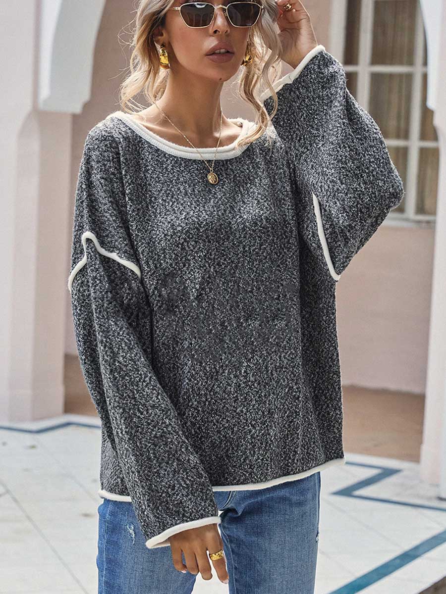 Bellevoga Crew Neck Knit Loose Sweater