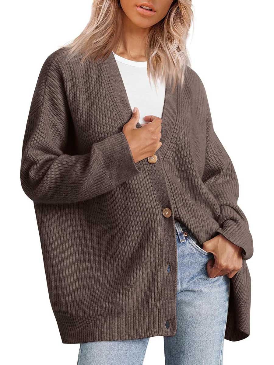 Bellevoga Cardigan V-neck Loose Knit Jacket