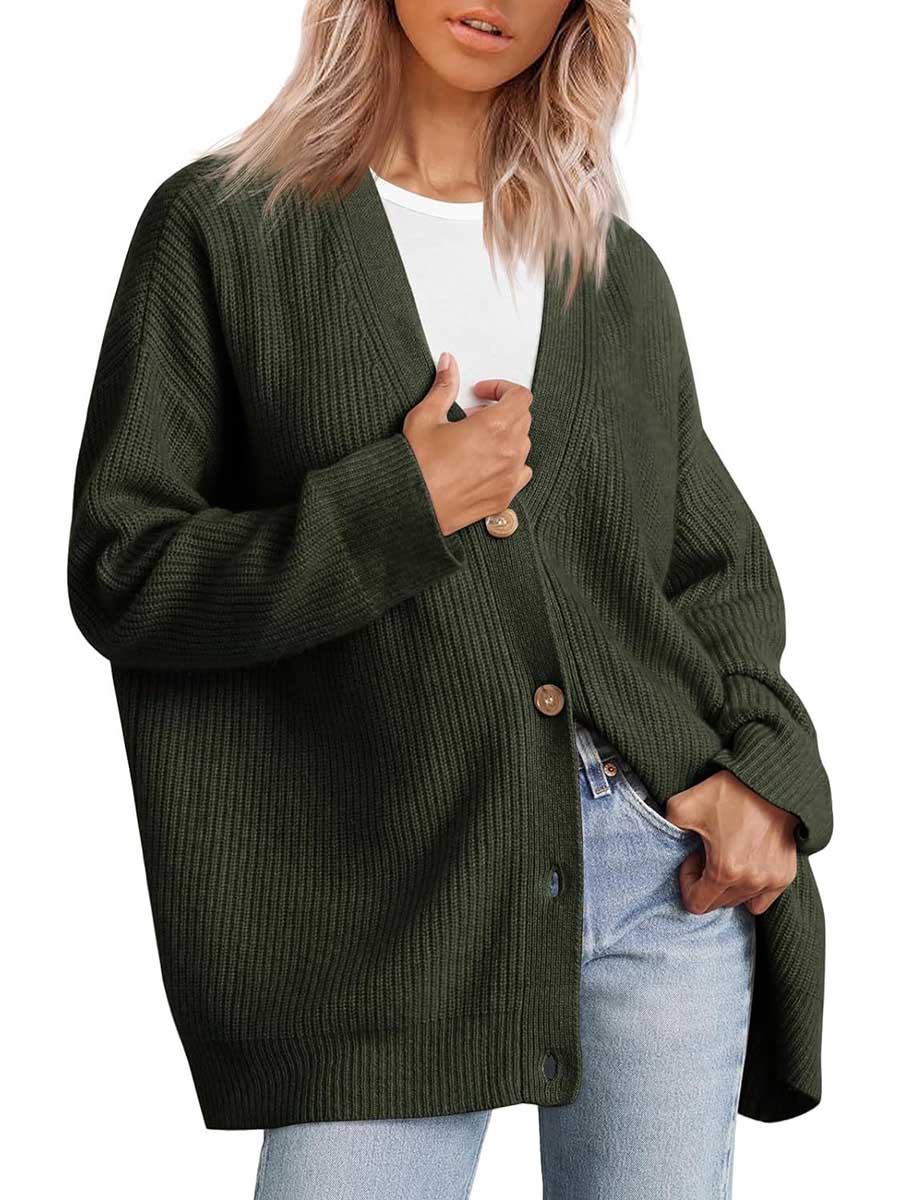 Bellevoga Cardigan V-neck Loose Knit Jacket