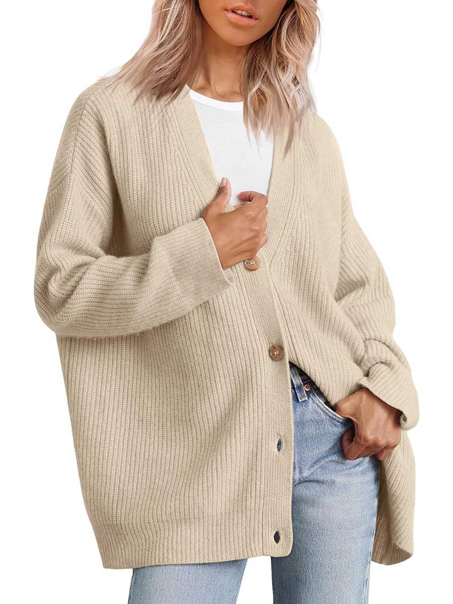 Bellevoga Cardigan V-neck Loose Knit Jacket