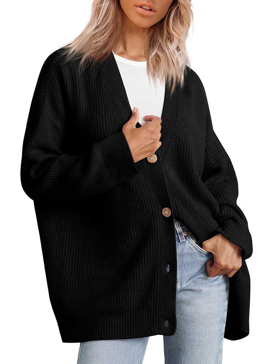 Bellevoga Cardigan V-neck Loose Knit Jacket