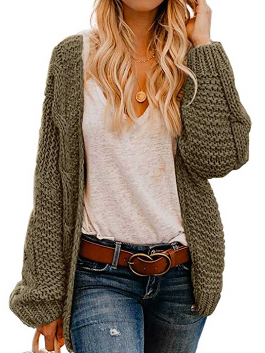 Bellevoga Chunky Knit Twist Slouchy Knit Cardigan