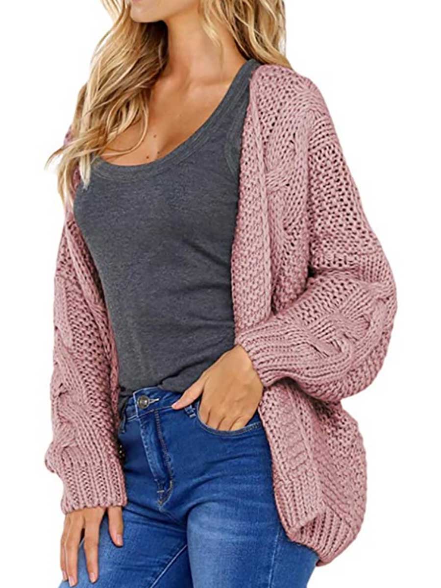 Bellevoga Chunky Knit Twist Slouchy Knit Cardigan