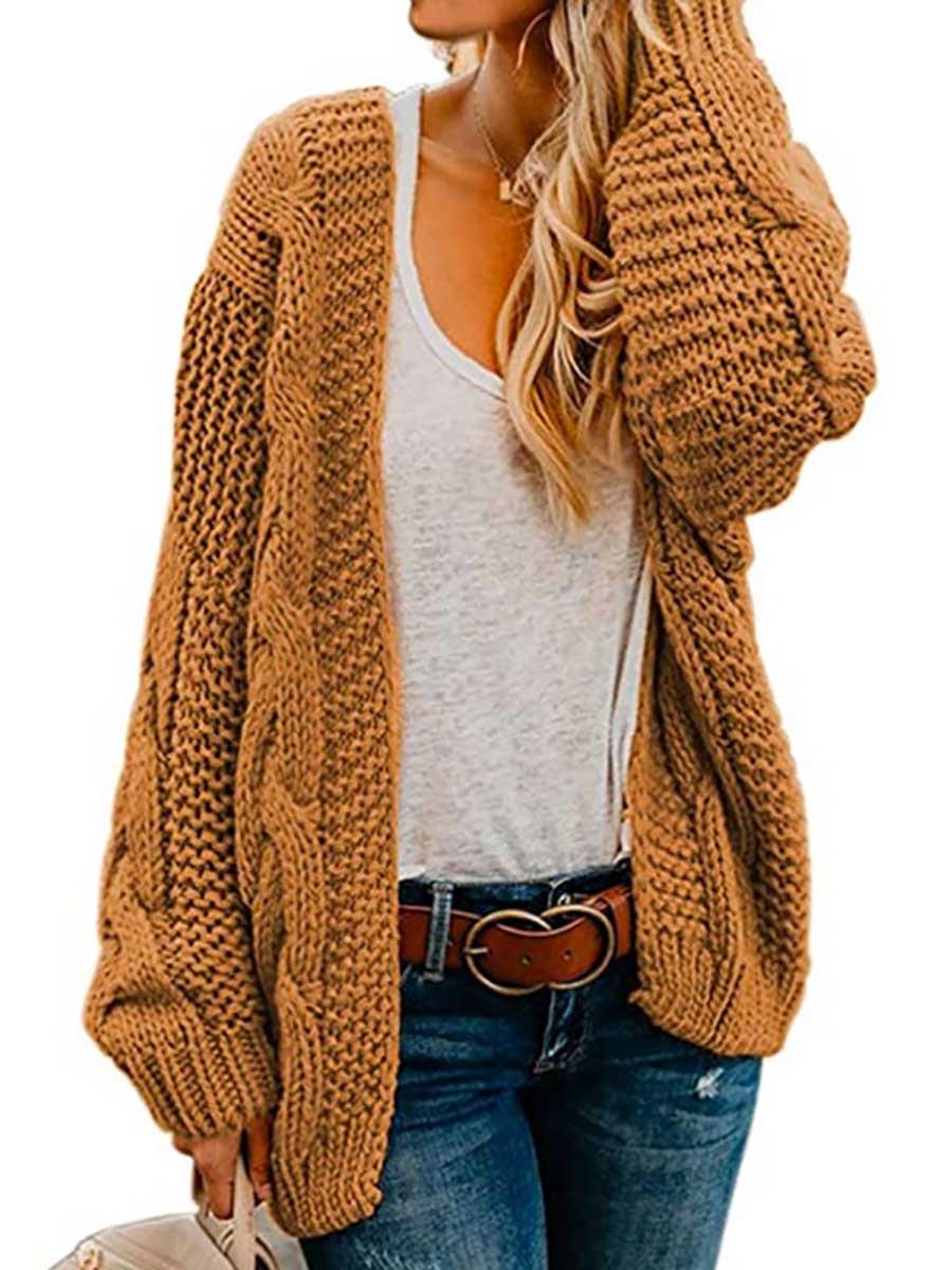 Bellevoga Chunky Knit Twist Slouchy Knit Cardigan