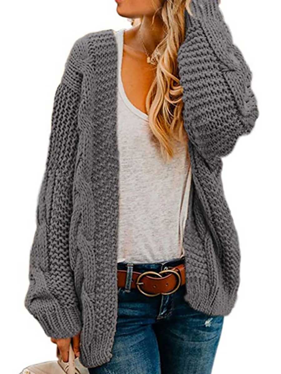 Bellevoga Chunky Knit Twist Slouchy Knit Cardigan