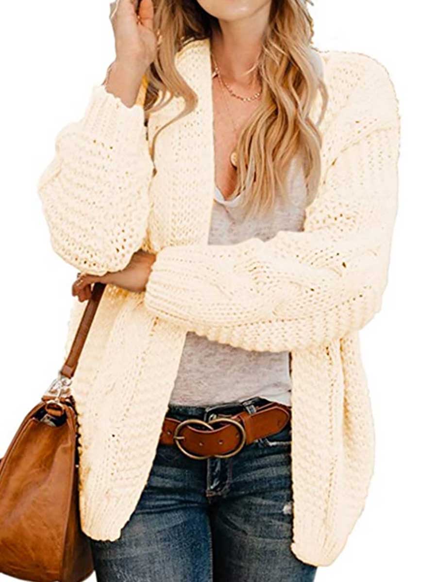 Bellevoga Chunky Knit Twist Slouchy Knit Cardigan