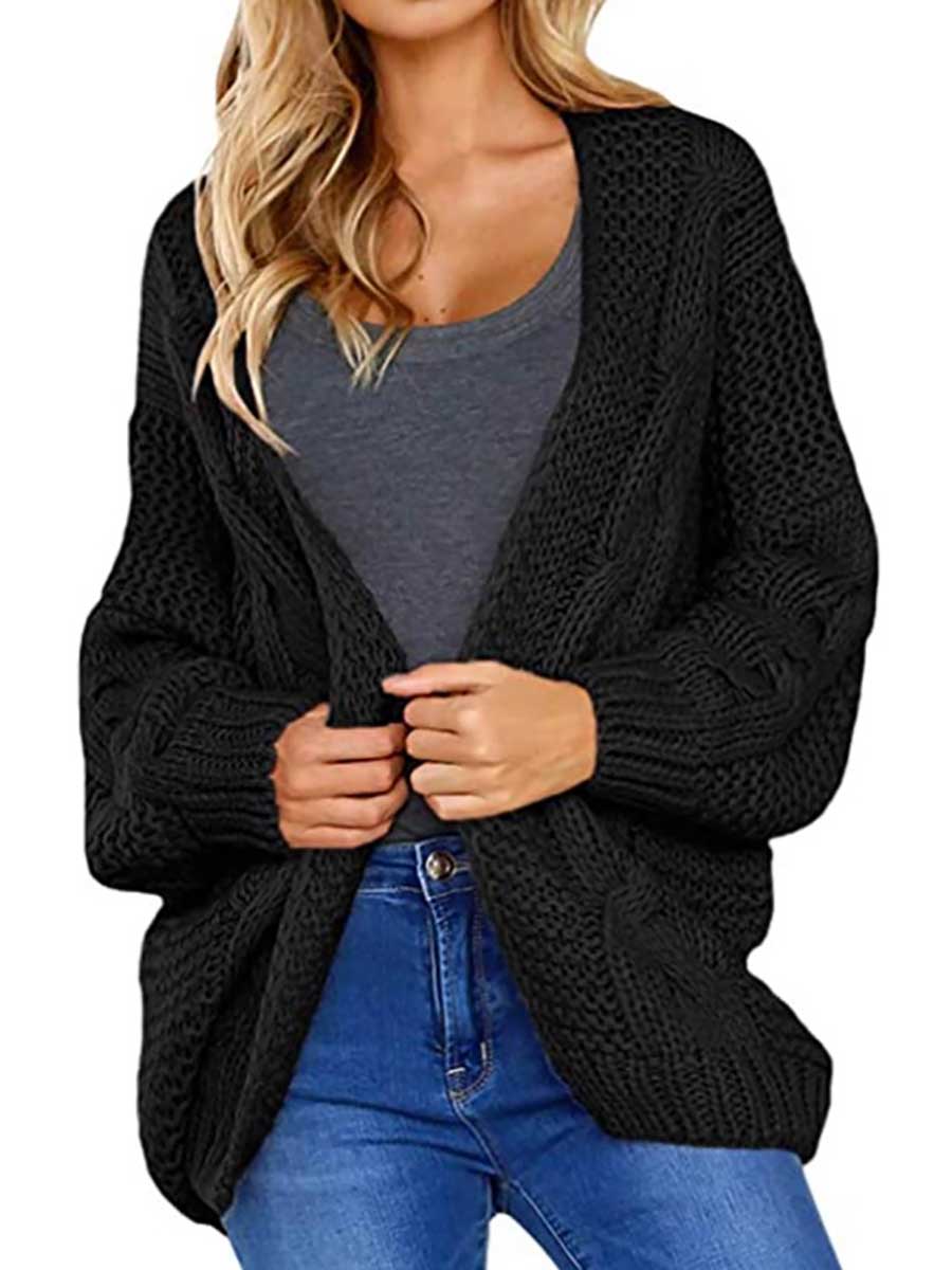 Bellevoga Chunky Knit Twist Slouchy Knit Cardigan