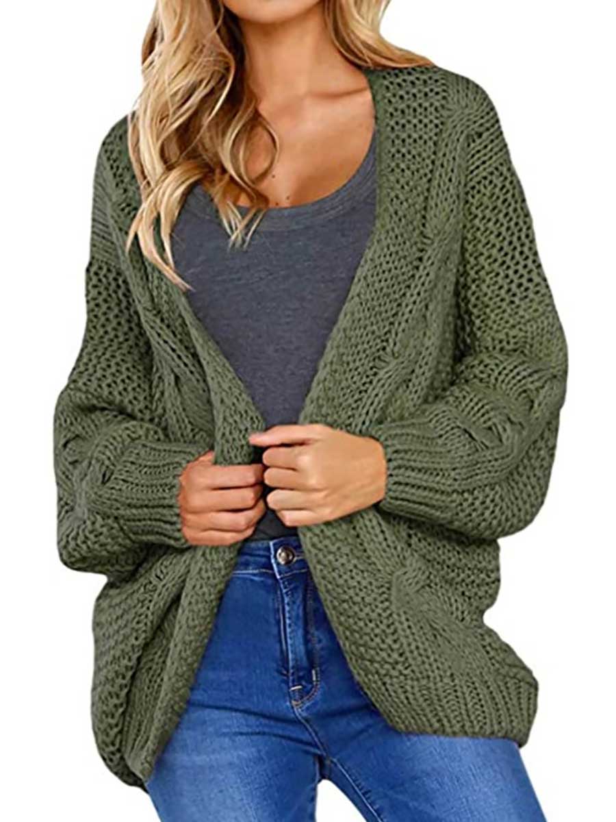 Bellevoga Chunky Knit Twist Slouchy Knit Cardigan