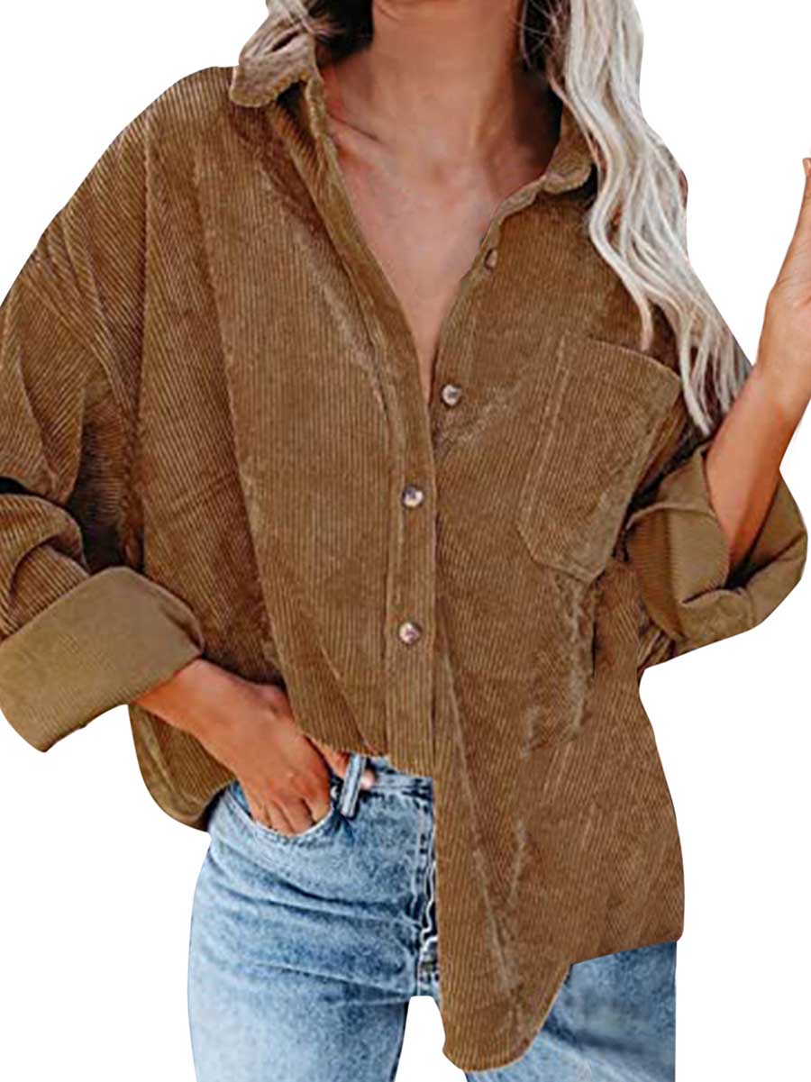 Bellevoga Corduroy Lapel Button Down Shirt