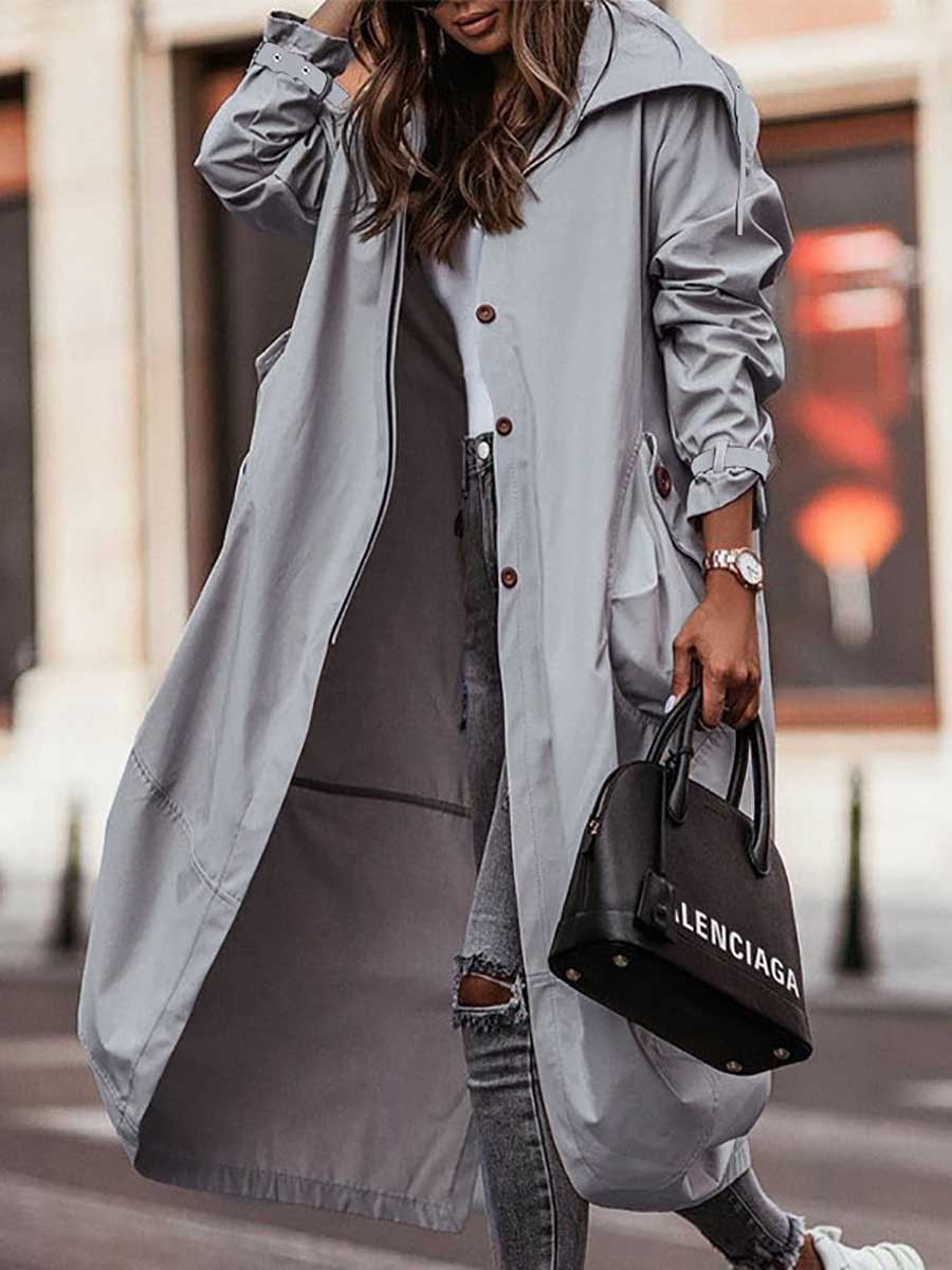 Bellevoga Large Lapel Mid-Length Trench Coat Jacket