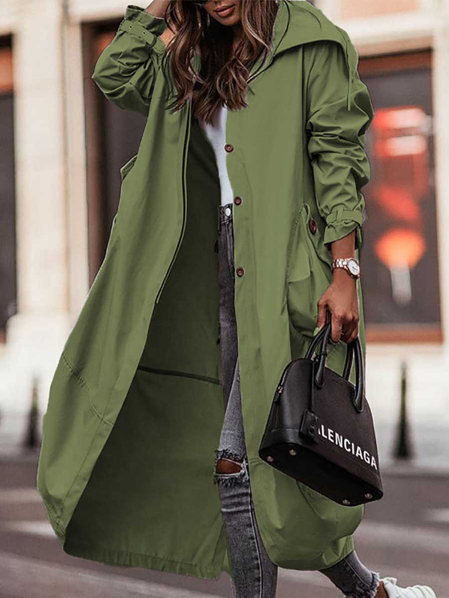 Bellevoga Large Lapel Mid-Length Trench Coat Jacket