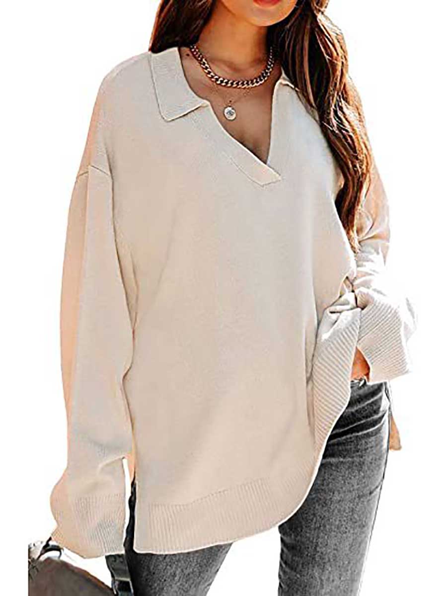 V-neck Loose Sexy Knit Pullover Sweater