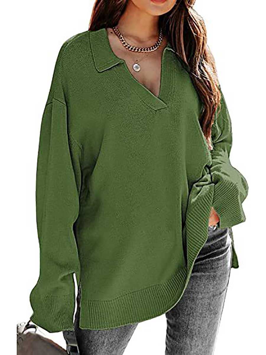 V-neck Loose Sexy Knit Pullover Sweater