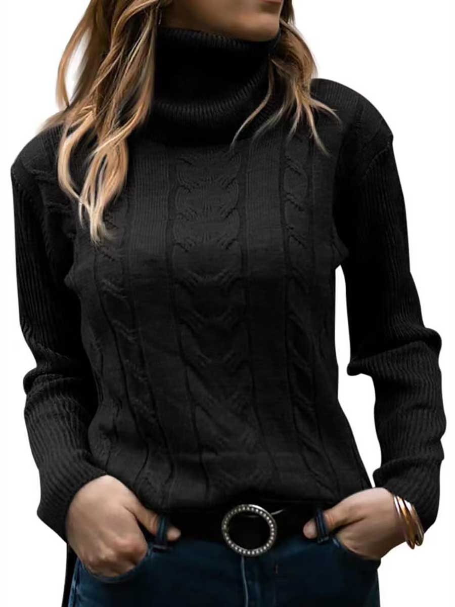 Bellevoga Turtleneck Knit Vintage Long Sleeve Sweater